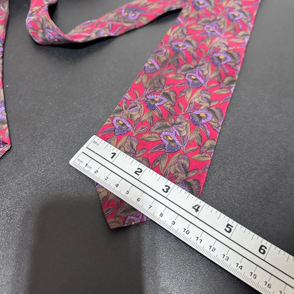 Christian Dior Monsieur Necktie Mens OS Red Floral Silk Vintage Italy Classic